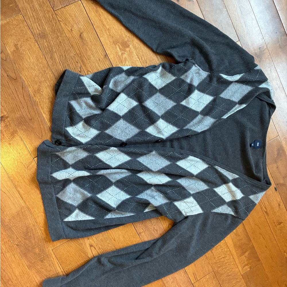 GAP Dark Gray Argyle Cardigan